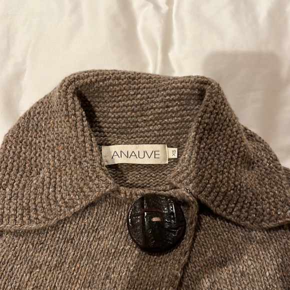Anauve brown tweed wool ruffle sweater coat - Picture 3 of 4